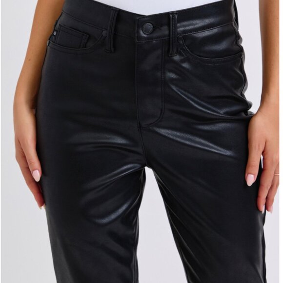 Judy Blue Tummy Control Faux Leather Bootcut - Picture 1 of 4